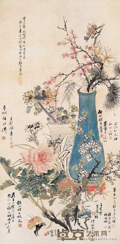 倪墨畊等 1897年作 清供图 立轴 105.5×51.5cm